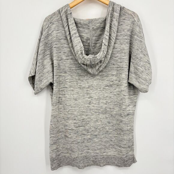 ATHLETA Oversized Short Sleeve Hooded Grey Pullover, Sz XS, Side Slits Cover Up - Picture 4 of 11